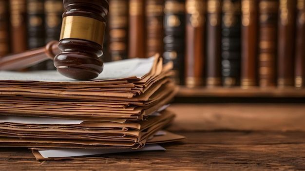 Legal documents and gavel