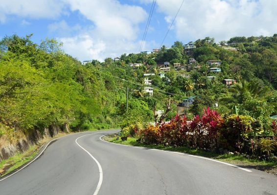 Scenic mountain road driving in Saint Lucia