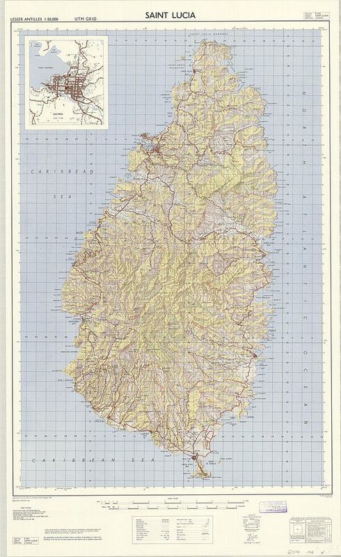 Historical topographic map of Saint Lucia (1968)