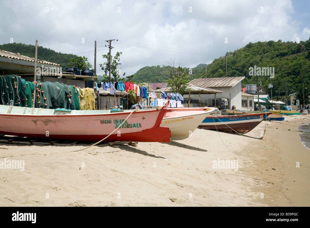 Fishing boats on the beach at Anse La Raye, Saint Lucia